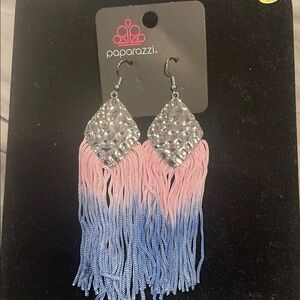 NWT Pink & Blue Fringe Earrings